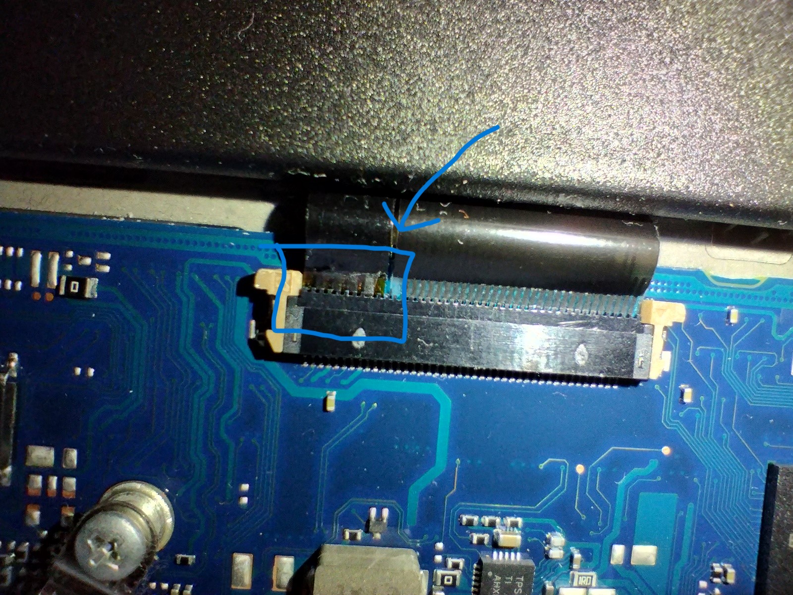 Photo of location of connector